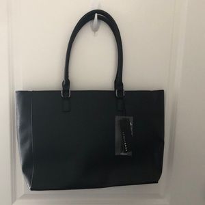 Black Vegan Leather Work Bag